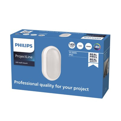 Philips ProjectLine wandlamp - ovaal - wit - 1400lm - Wit licht