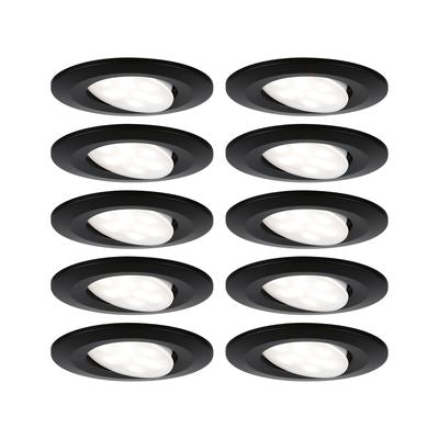 Paulmann LED inbouwarmatuur Calla basisset zwenkbaar IP65 90mm, zwart mat