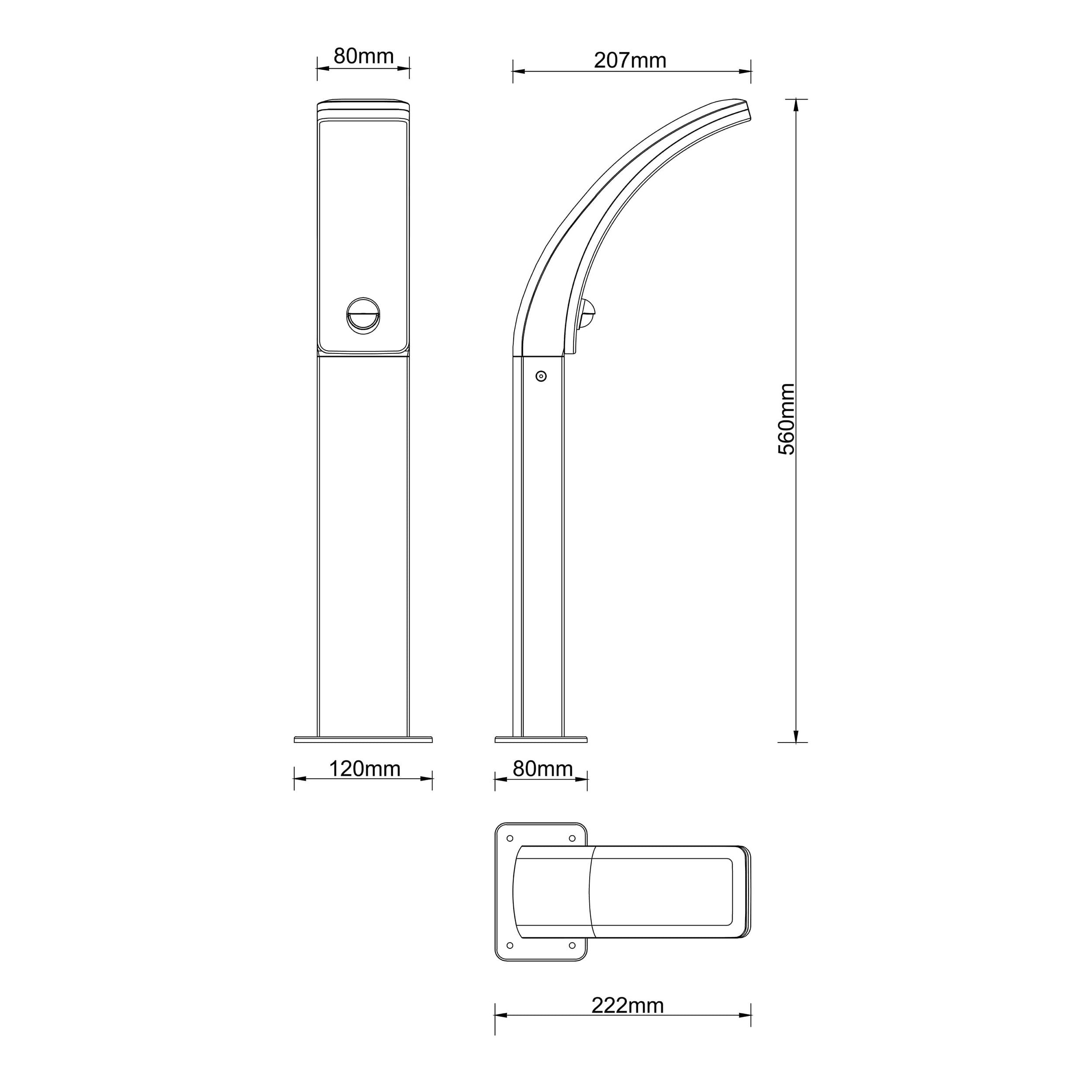 Inspire sokkellamp Lakko antraciet 56cm 11W met sensor