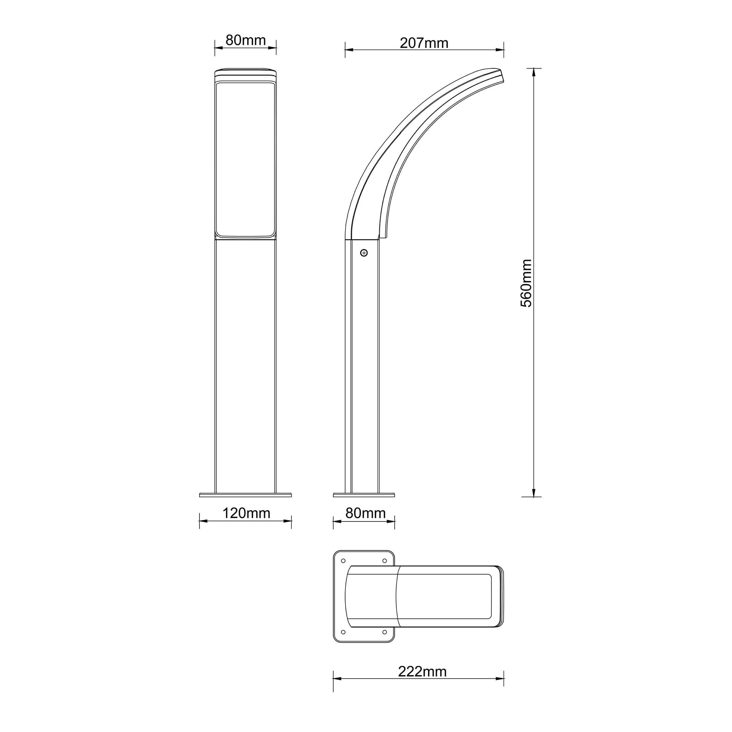 Inspire sokkellamp Lakko antraciet 56cm 11W