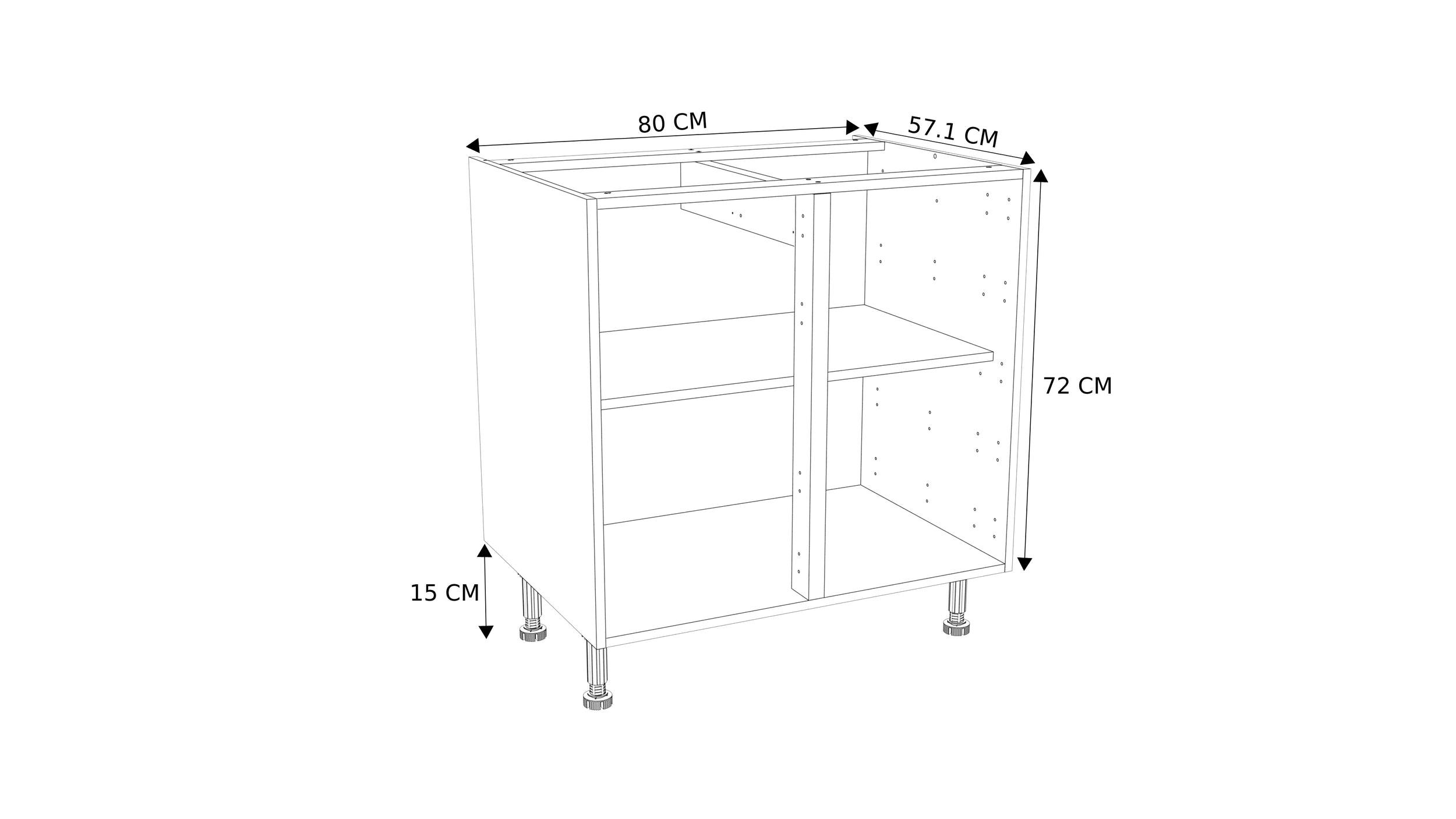 Onderkast keuken Modulo wit 80cm
