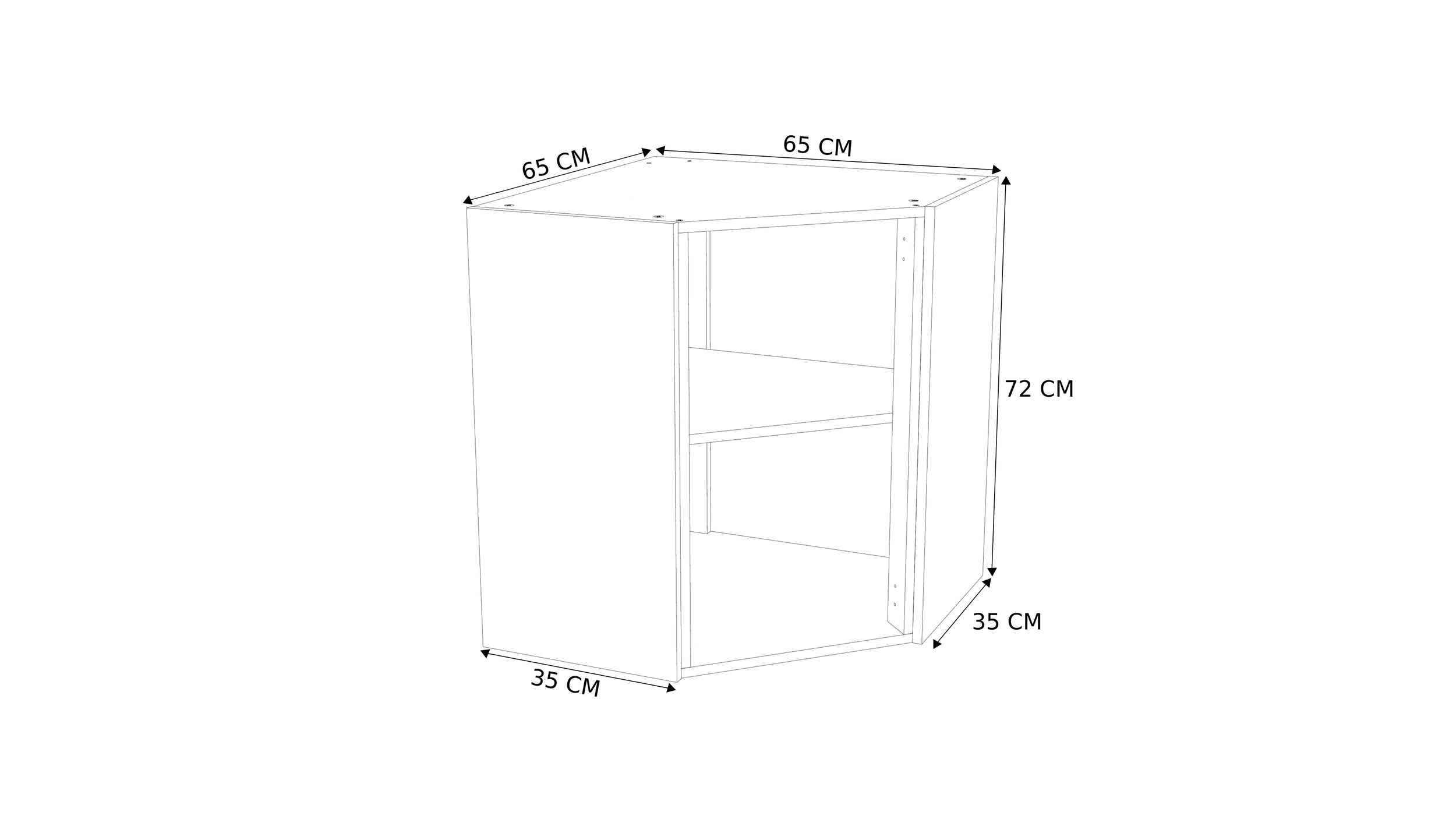 Bovenkast hoek keuken Modulo wit 65cm