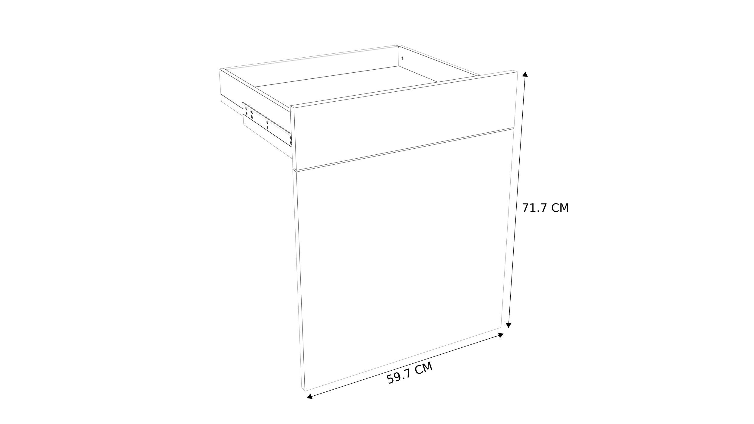 Geheel van 1 deur + 1 lade keukenkast Modulo Nyl opaalwit 60x72cm