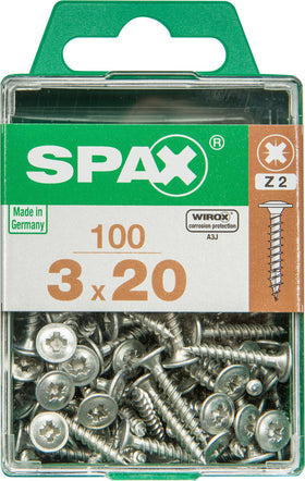 Spax universeelschroef verzinkt staal wit 20x3mm 100st