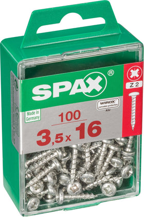 Spax universeelschroef centreerkop - rond kruiskvormig Z2 4CUT WIROX 3,5x16mm 100 st