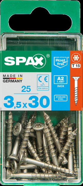 Spax universeel schroef 'T-star' RVS 3.5x30mm 25 stuks