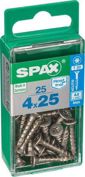 Spax RVS schroef centreerkop - verzonken kruiskop T-STAR Plus T20 4CUT 4x25mm 25 st
