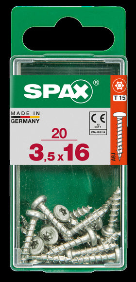 Spax universele schroef ronde kop 3,5x16mm 20 stuks