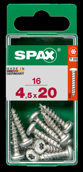 Spax universele schroef ronde kop 4,5x20mm 16 stuks