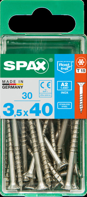 Spax Universele schroef T-Star Plus roestvrij staal A2 3,5x40mm 30 stuks