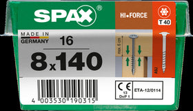 Spax schroef HI.Force Wirox 8x140mm 16 stuks
