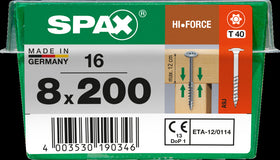 Spax schroef 'HI.Force' Wirox 8x200mm 16 stuks