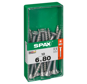 Spax Universele schroef  6 x 80 mm  10 stuks  Voldraad  Verzonken kop  T-STAR plus T30  S-punt