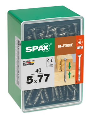 SPAX universeelschroef HI.FORCE T-STAR plus 4CUT WIROX deeldraad discuskop 5x77mm 40 st
