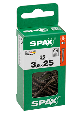 SPAX universeelschroef T-STAR plus T20, 4-CUT verzonken kop verzinkt zwart 3,5x20mm 25 st