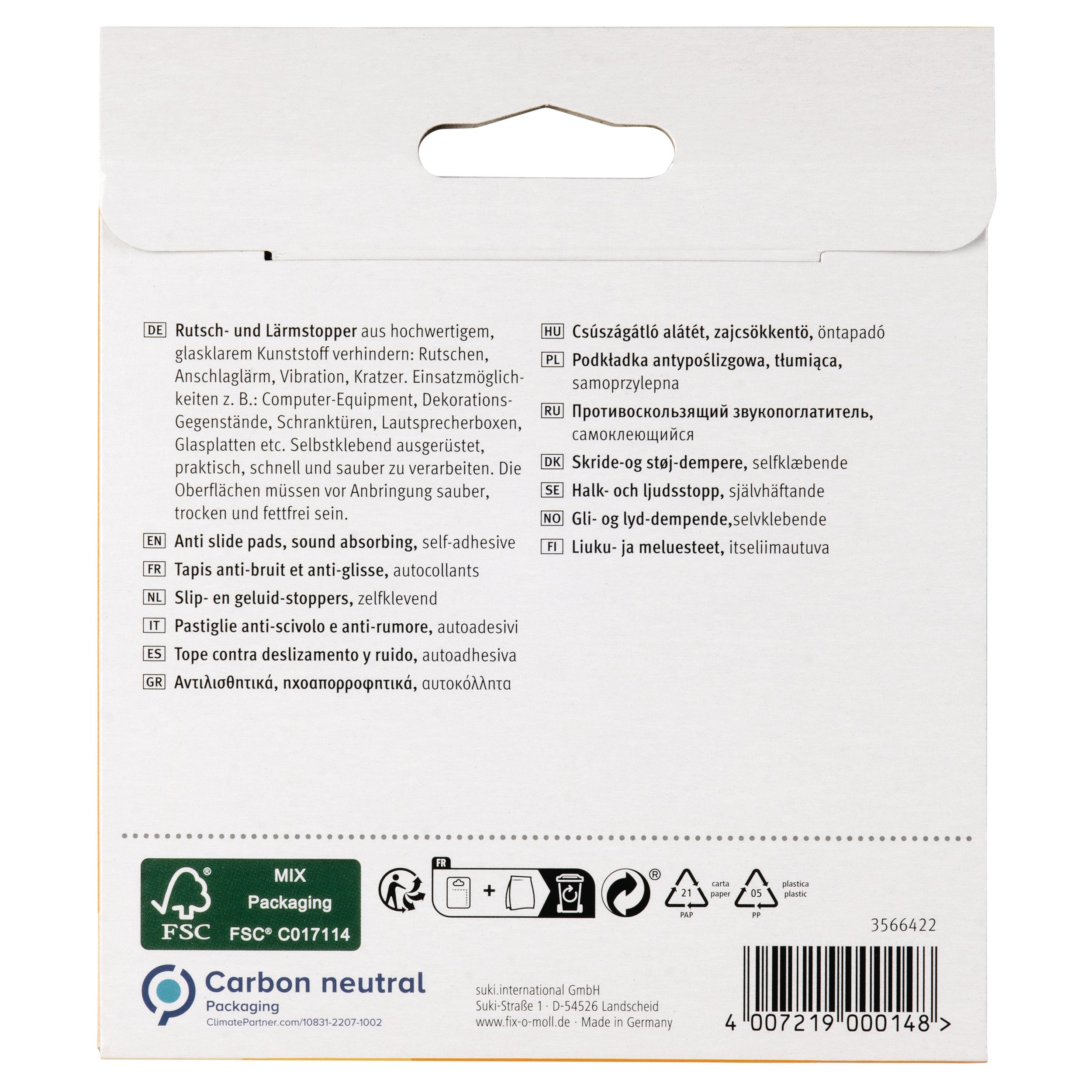 Fix-O-Moll zelfklevende stootbuffer transparant 19mmx2mm 8 st