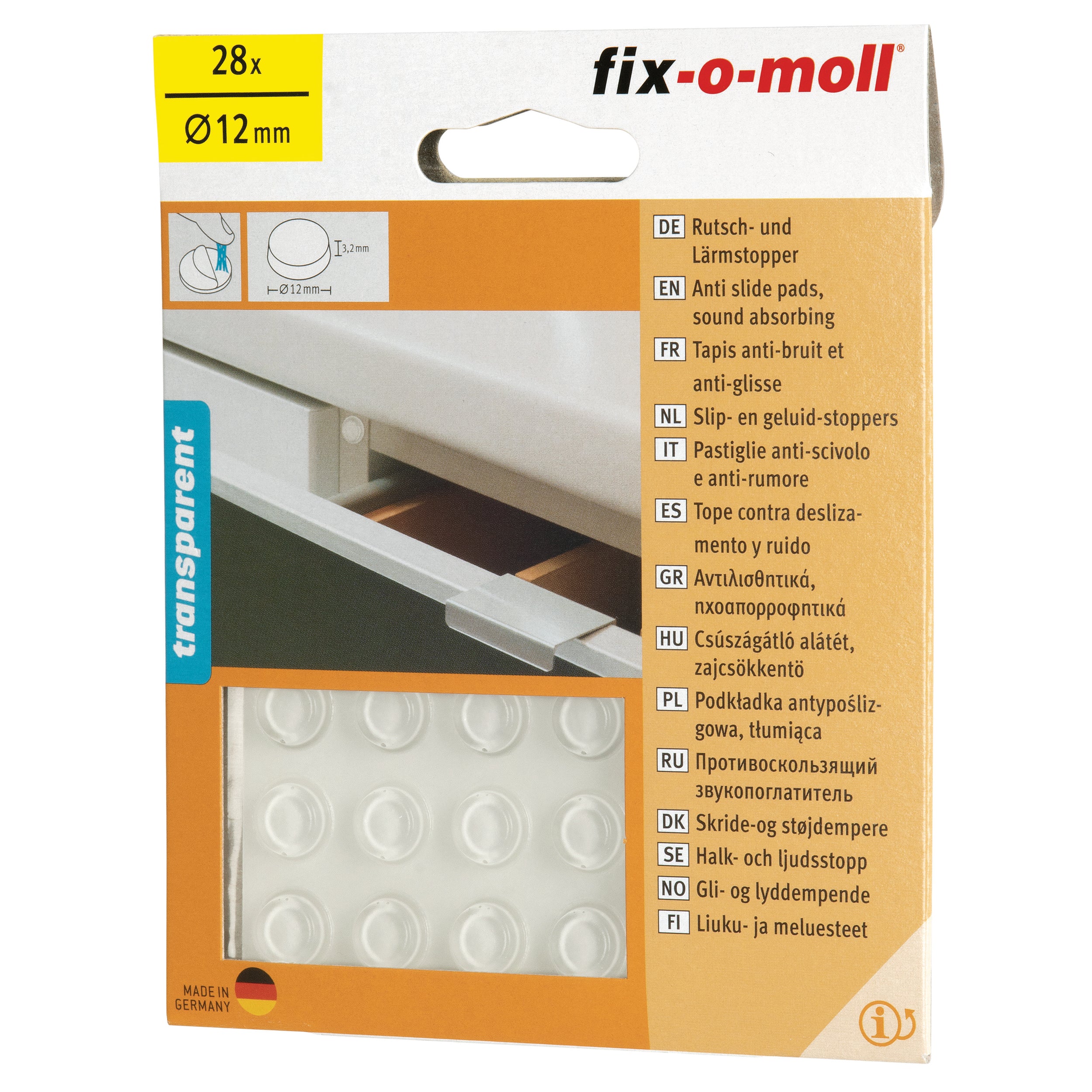 Fix-O-Moll zelfklevende stootbuffer transparant 12x3,2mm 28 st