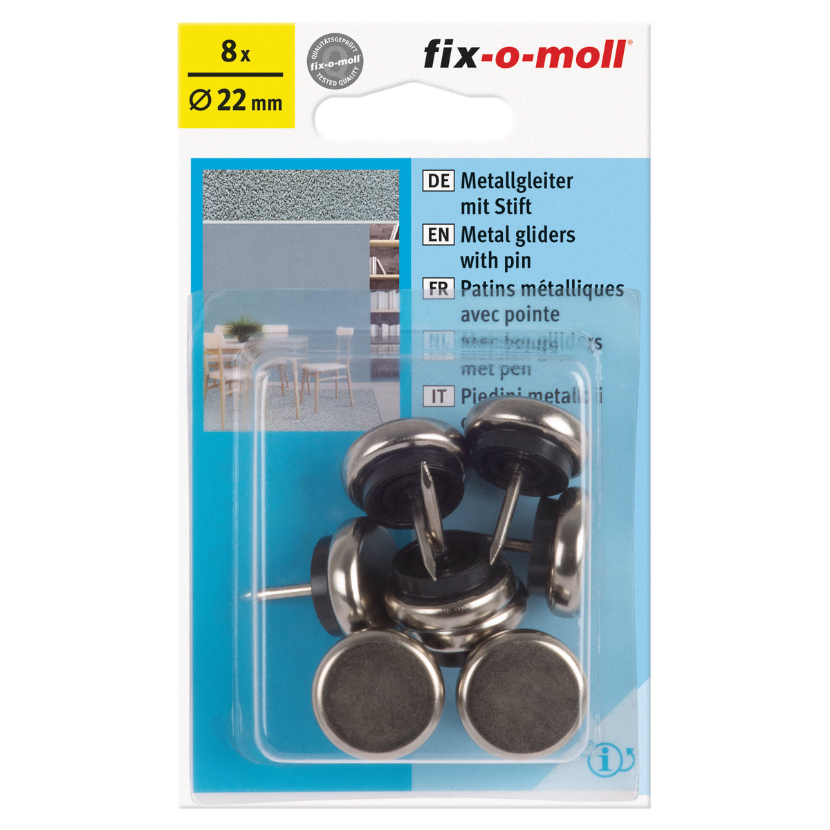 Fix-O-Moll meubelglijders metaal 22 mm 8 st