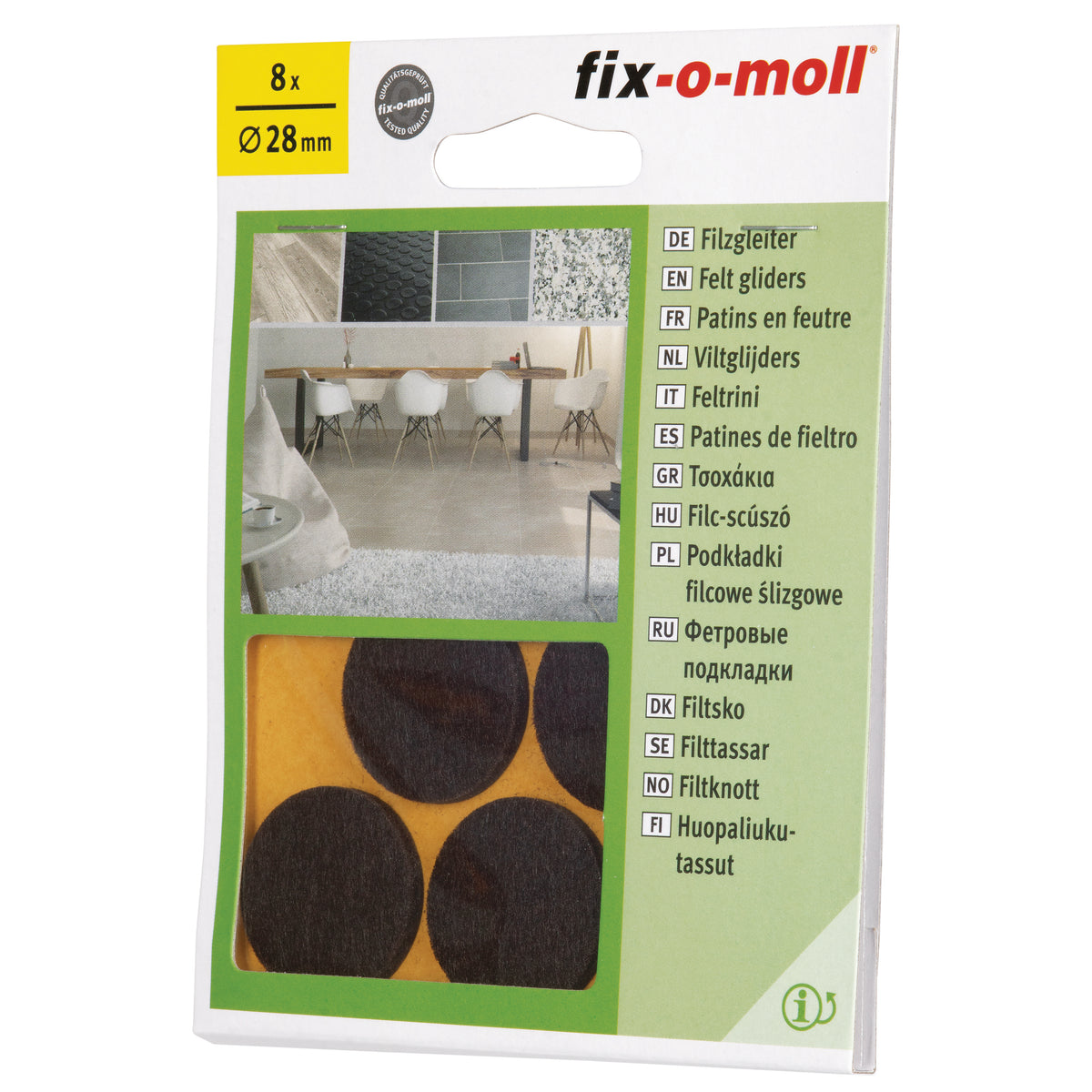 Fix-O-Moll meubelviltglijders zelfklevend bruin 28mm 8 st