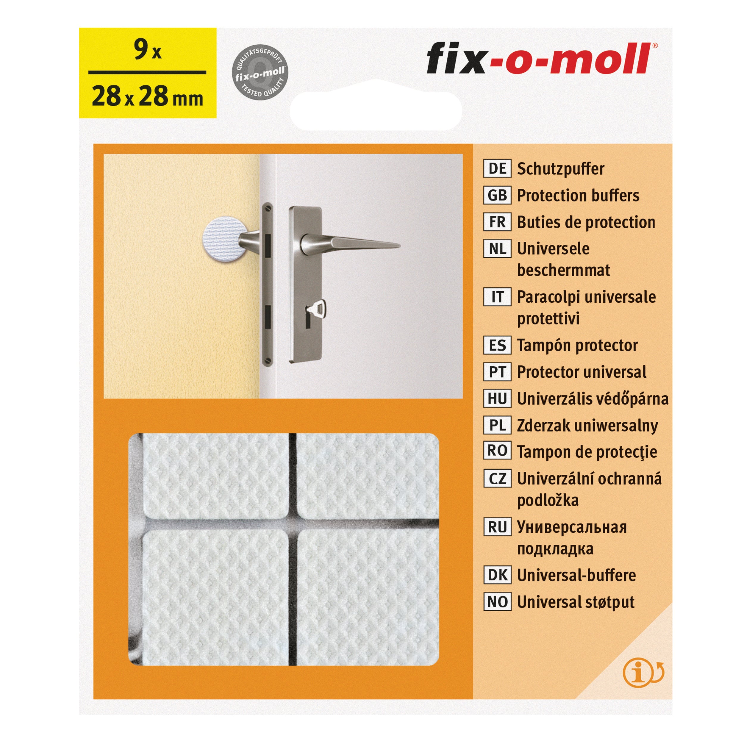 Fix-O-Moll wanddeurstop zelfklevend wit 28x28mm 9 st