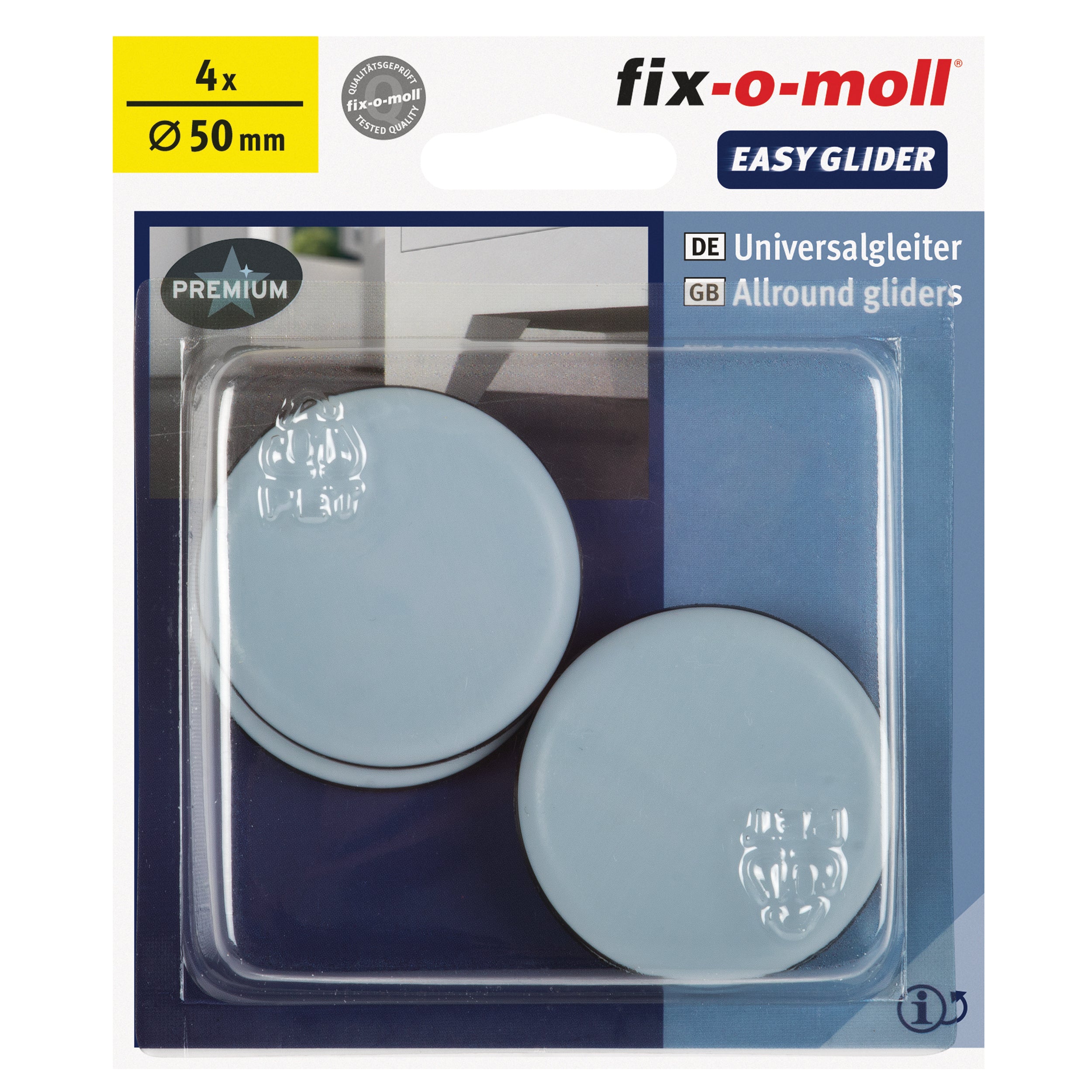 Fix-O-Moll zelfklevende glijders Easy Glider grijs 50 mm 8st