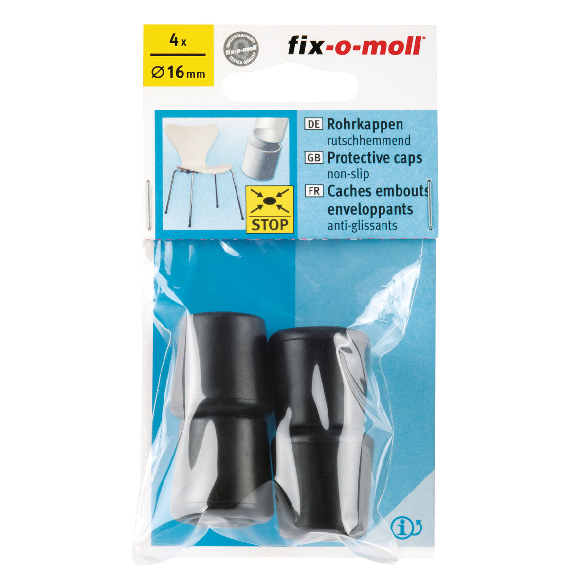 Fix-O-Moll anti-slip pootdoppen zwart 16mm 4 st