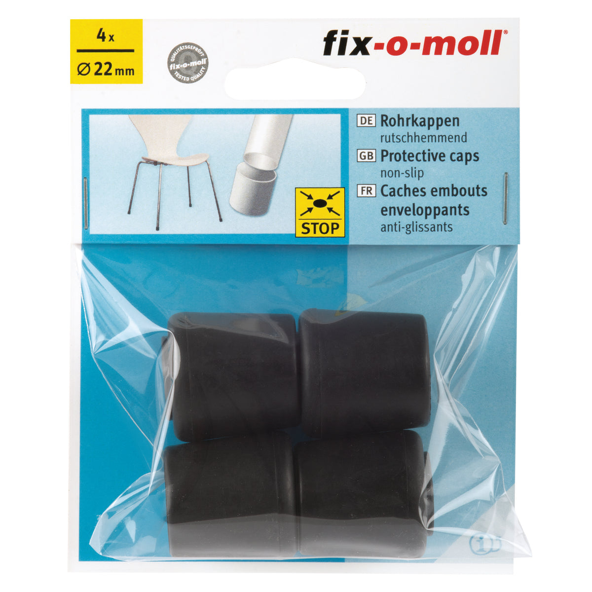 Fix-O-Moll anti-slip pootdoppen zwart 22mm 4 st