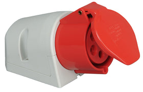 CEE wandcontactdoos 5 polig, 400V, 32A, rood