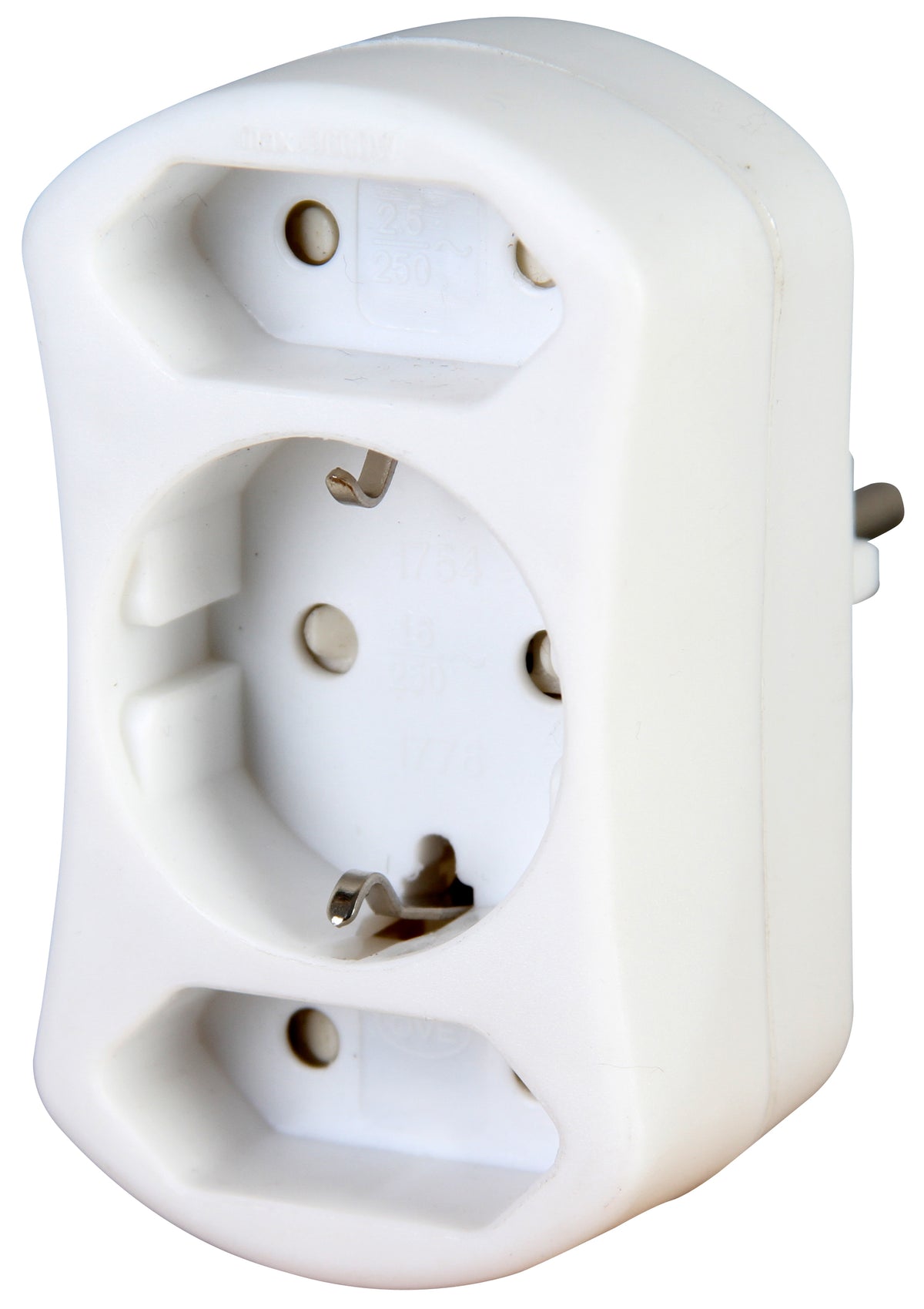 Kopp stekker adapter geaard/euro 3-voudig wit