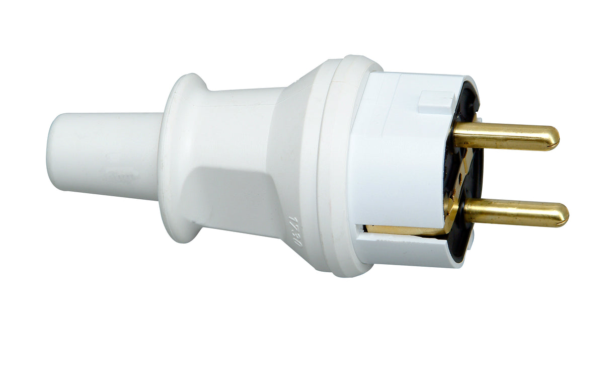 Kopp stekker geaard PVC IP44 wit