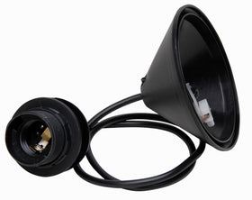 Kopp snoerpendel E27 met kap 110mm zwart