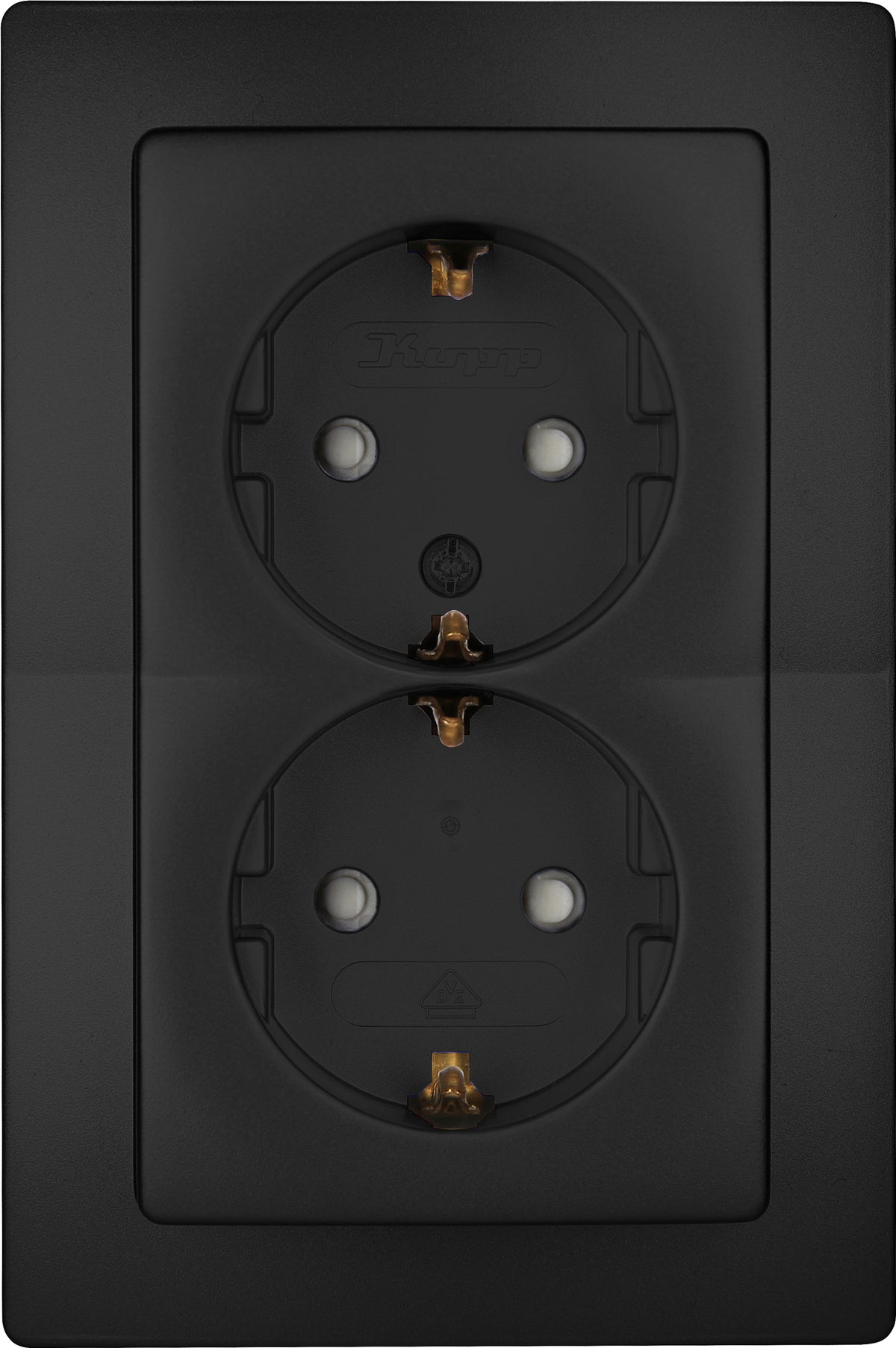 Kopp stopcontact Paris geaard 2-voudig mat-zwart