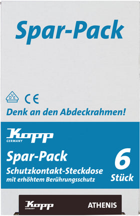Kopp inbouwstopcontact Athenis randaarde 1-polig zwart IP20 6 stuks