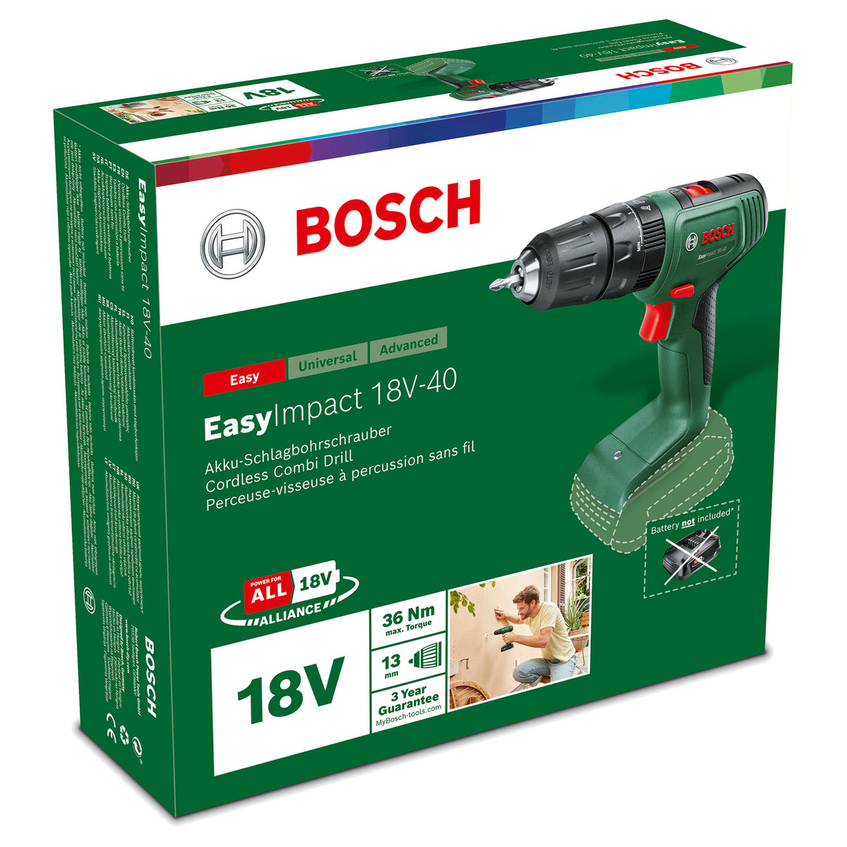 Bosch accuboormachine met klopfunctie EasyImpact-40 18V (zonder accu)
