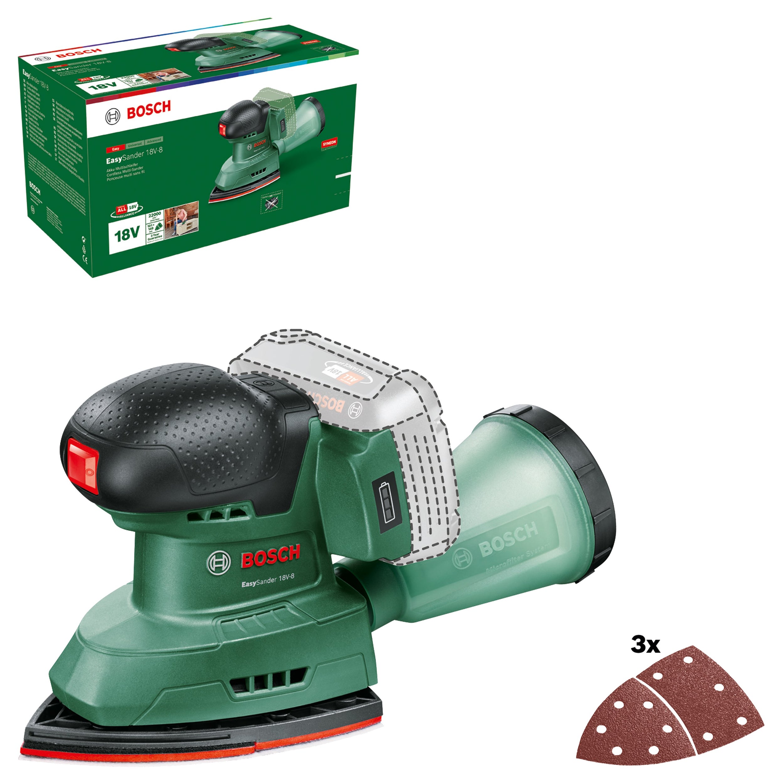 Bosch multischuurmachine EasySander 18V-8 (zonder accu)