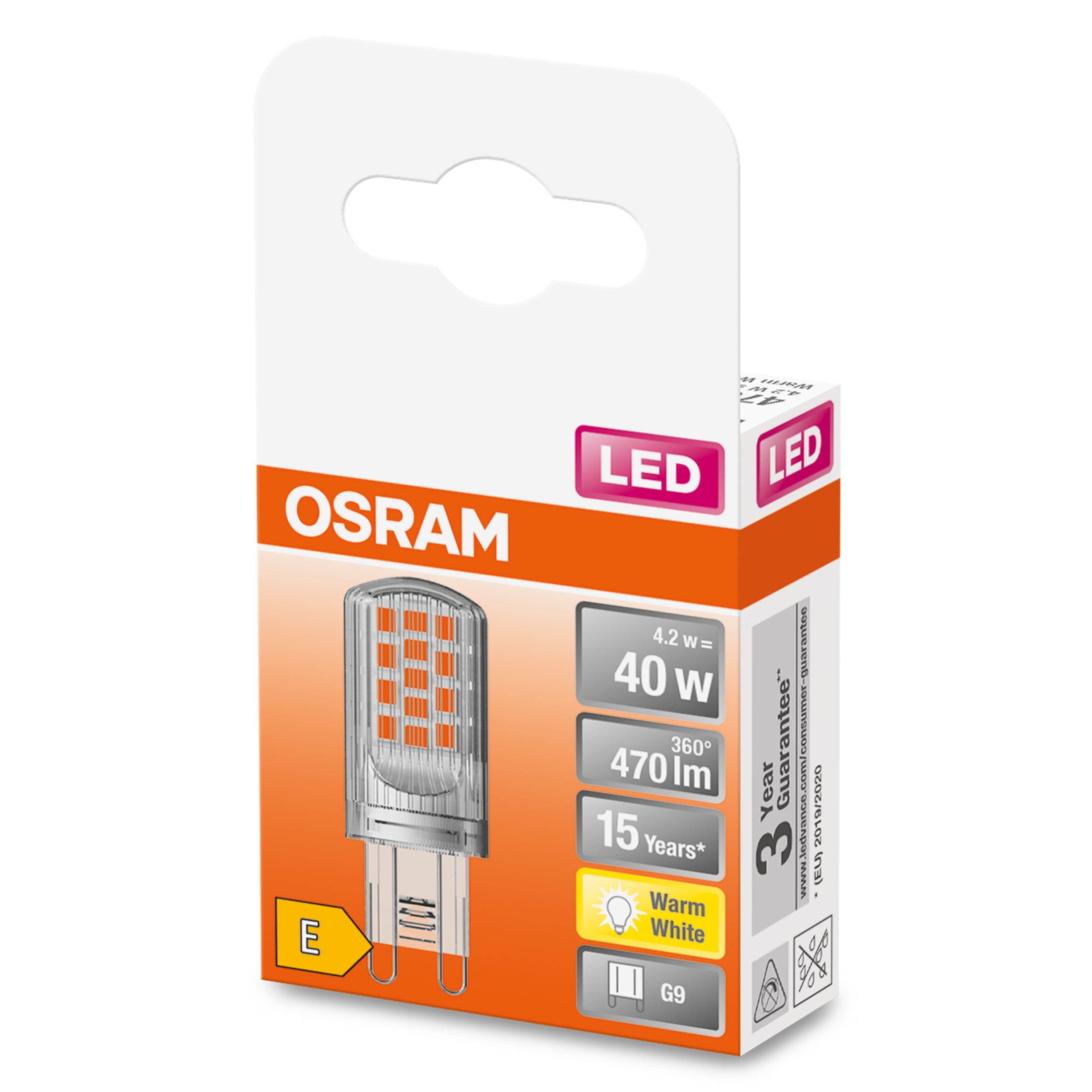 Osram ledlamp Pin warm wit G9 4,2W