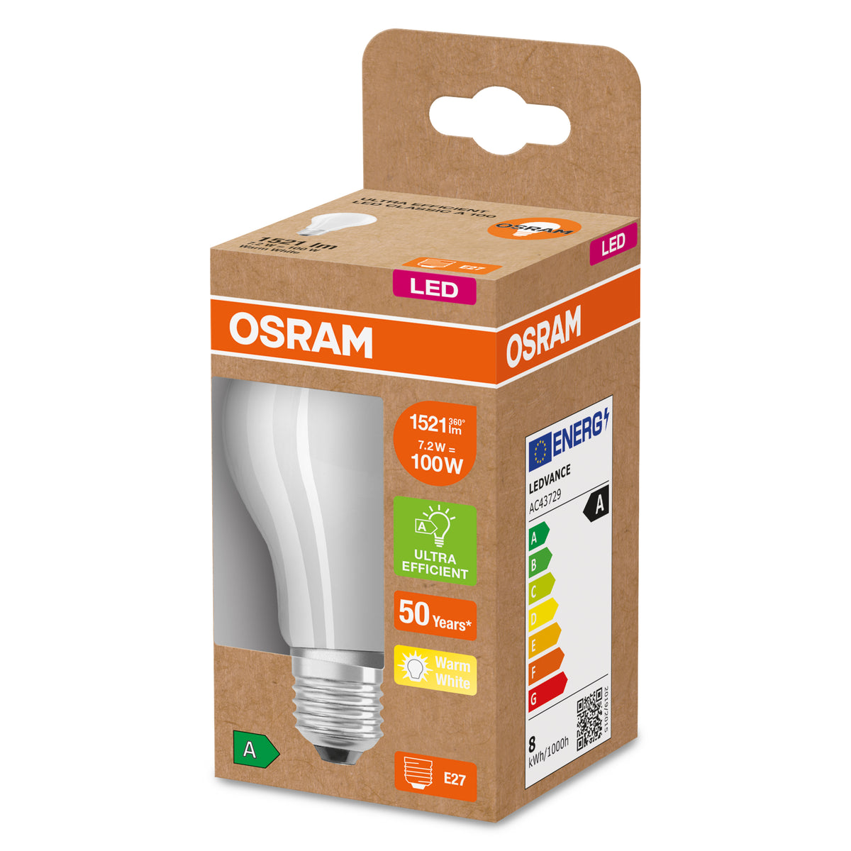 Osram ledlamp ultrazuinig E27 7,2W