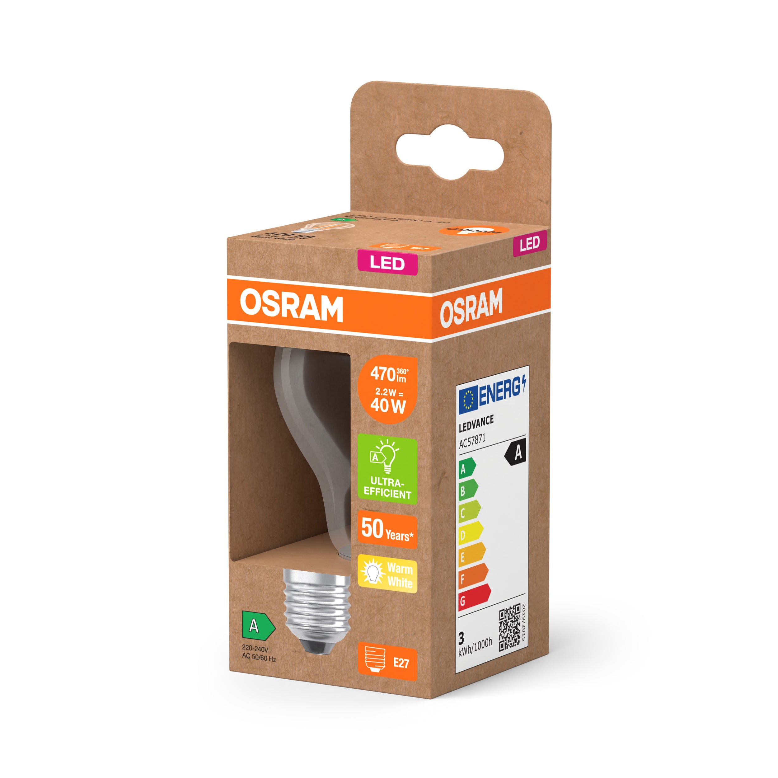 Osram ledfilamentlamp ultrazuinig E27 2,5W