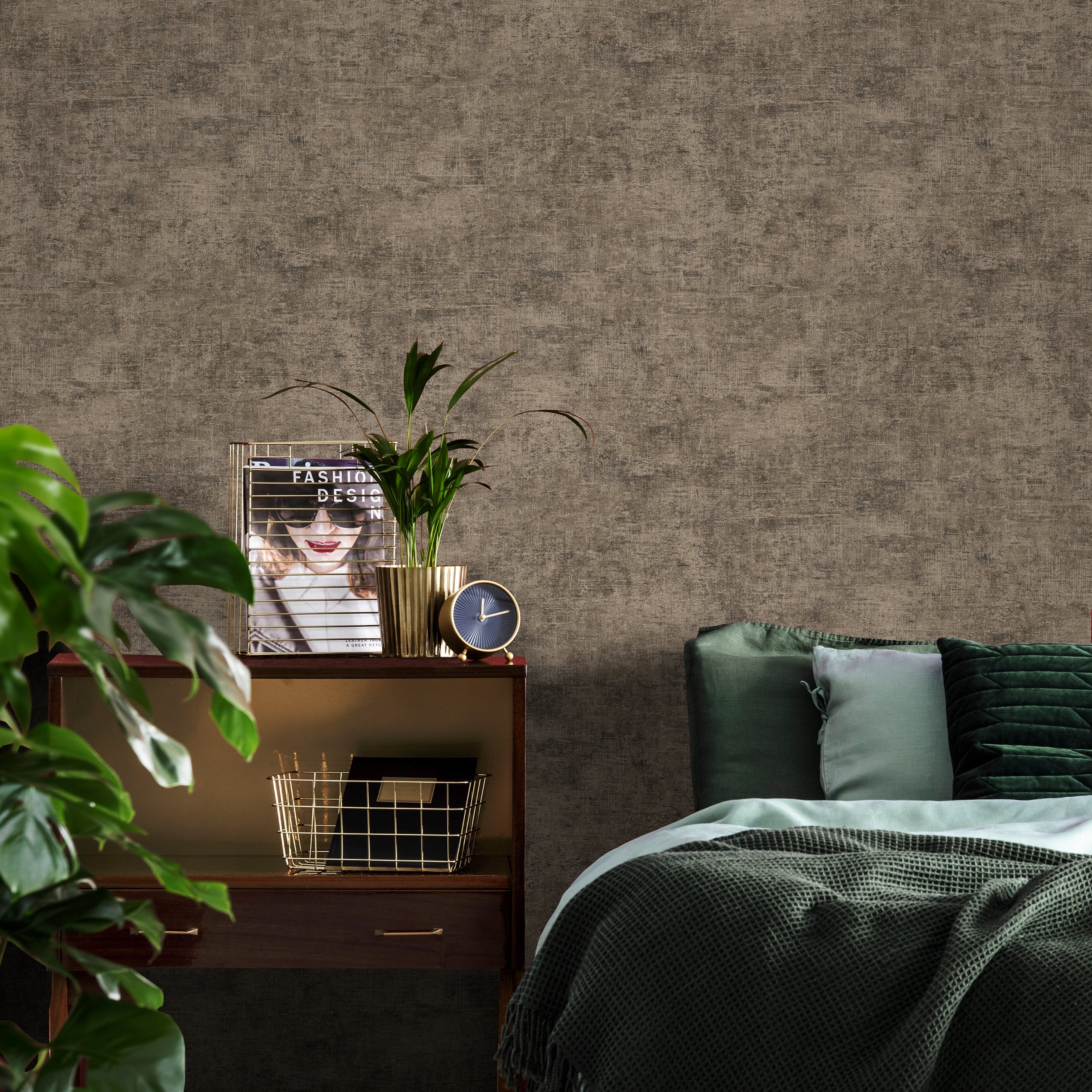 Easydécor vliesbehang Concrete metallic brons