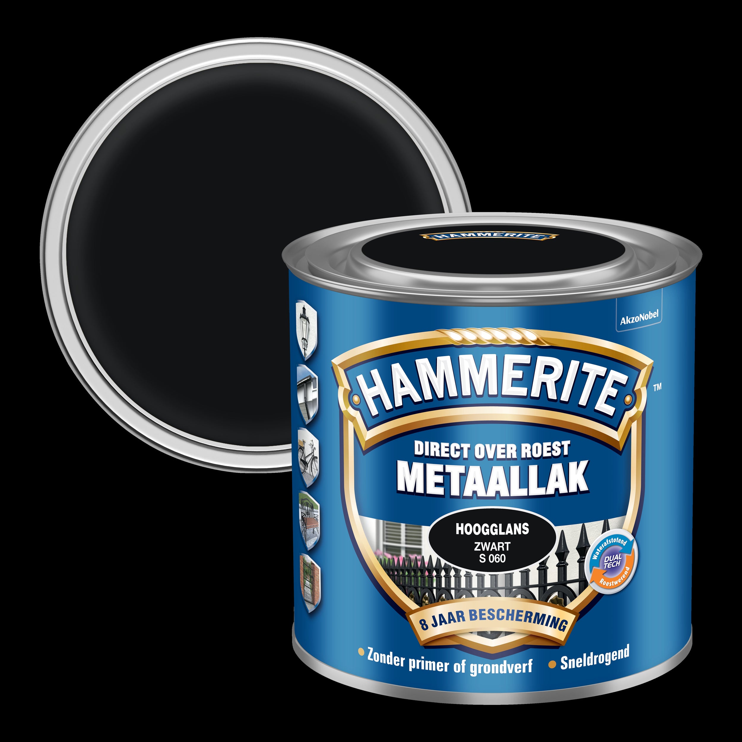 Hammerite metaallak zwart S060 hoogglans 250ml