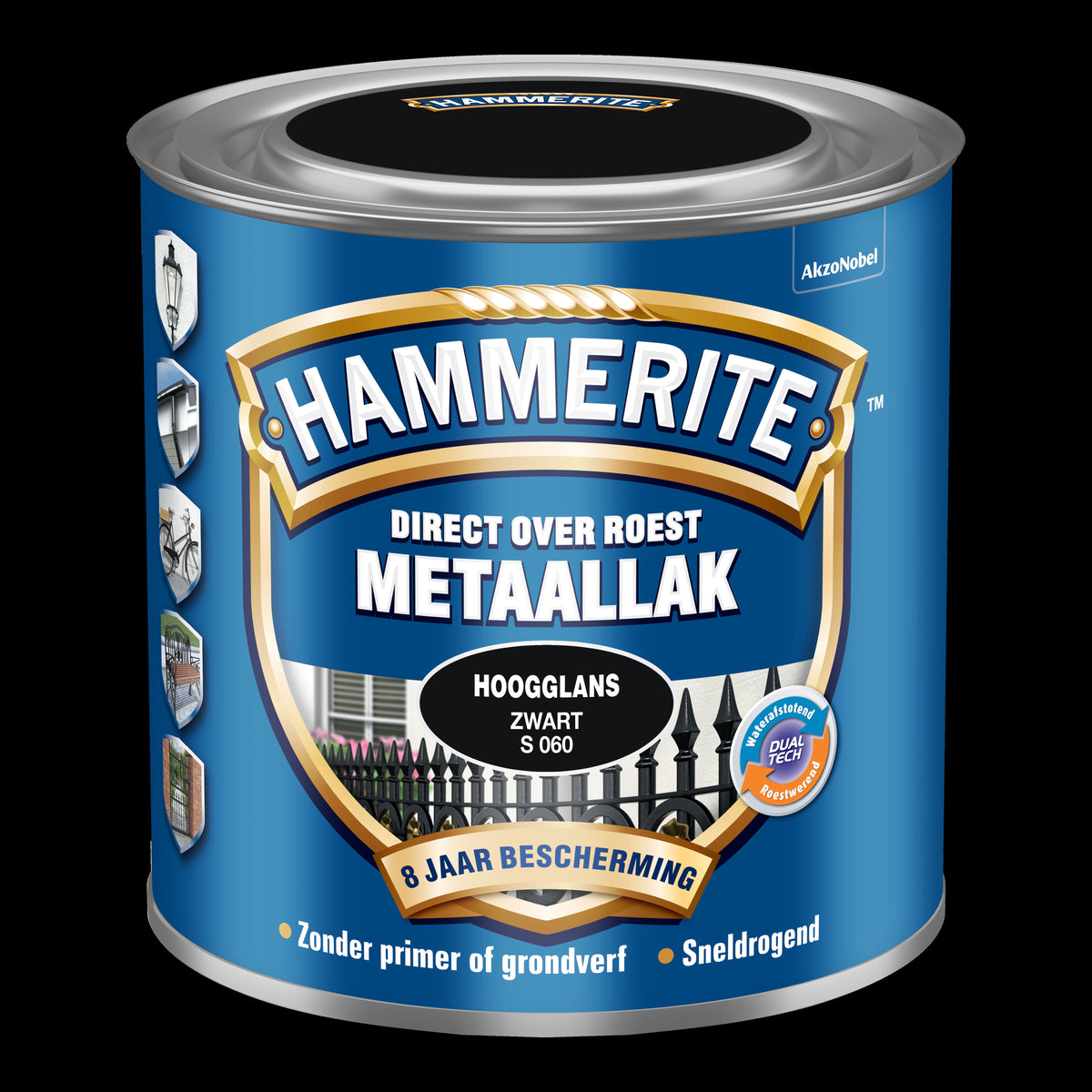 Hammerite metaallak zwart S060 hoogglans 250ml