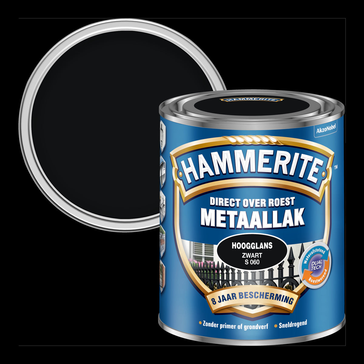 Hammerite metaallak zwart S060 hoogglans 750ml
