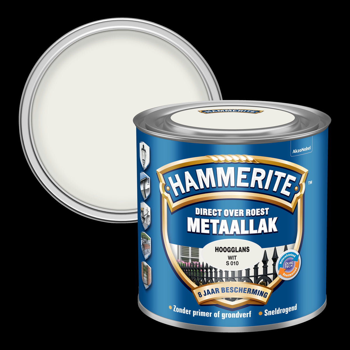 Hammerite metaallak wit S010 hoogglans 250ml
