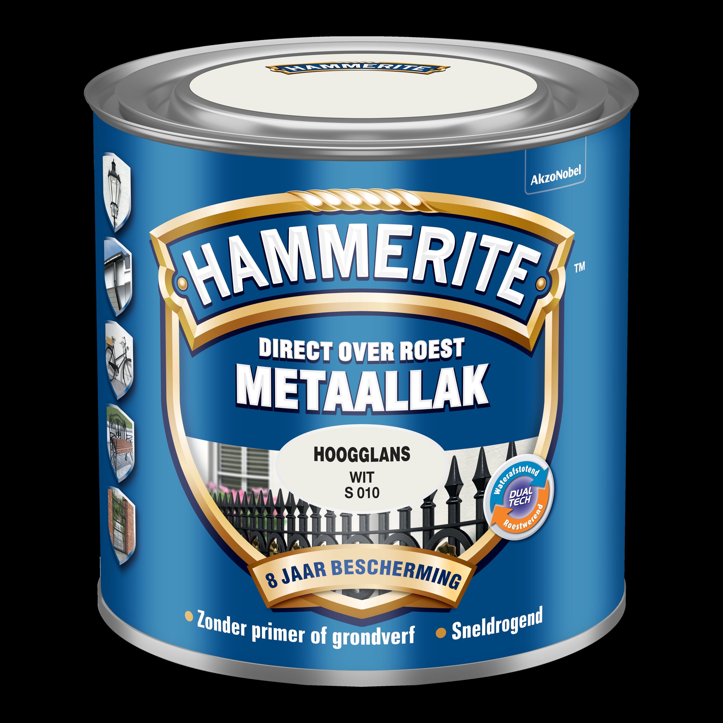 Hammerite metaallak wit S010 hoogglans 250ml