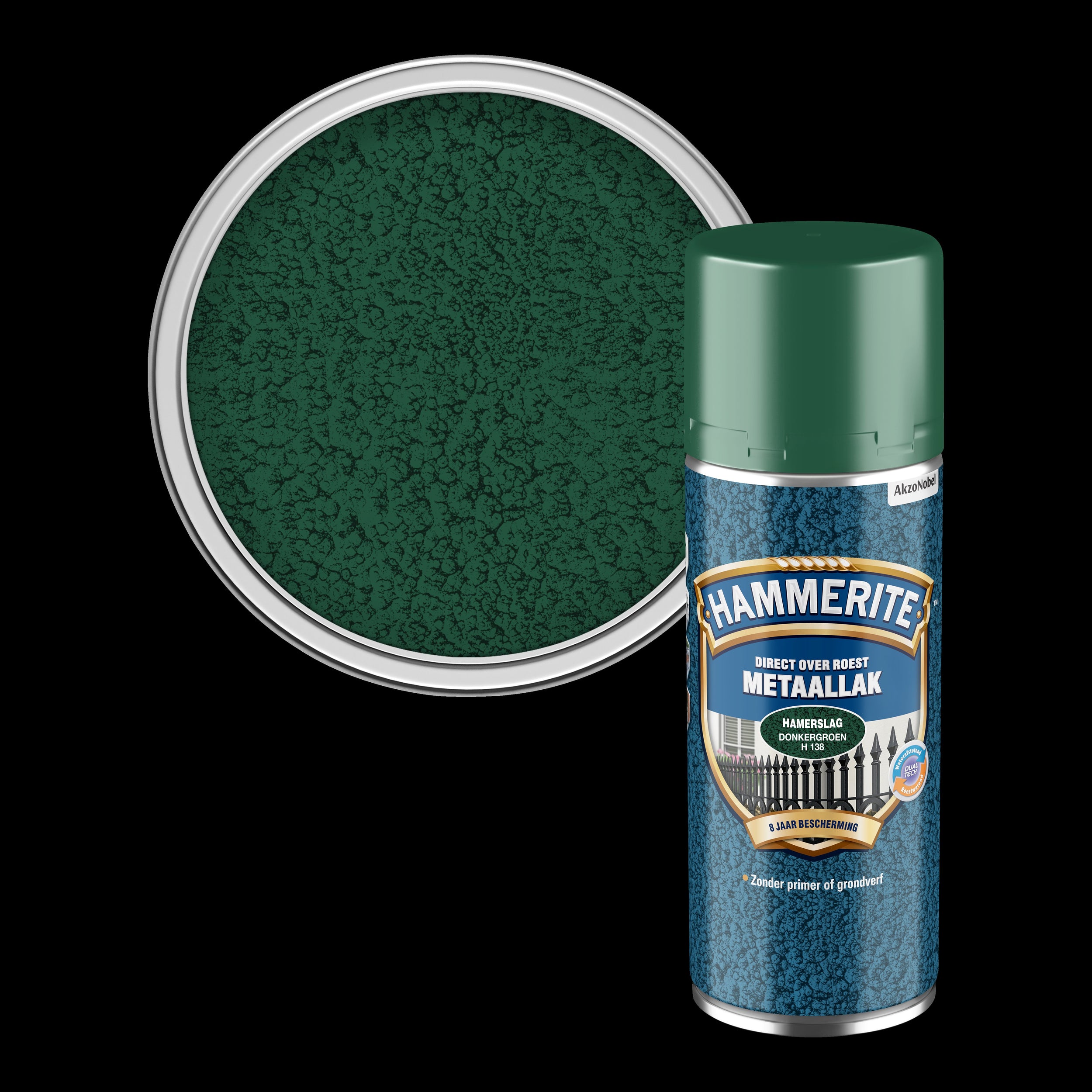 Hammerite metaalverf Hamerslag donkergroen H138 400ml