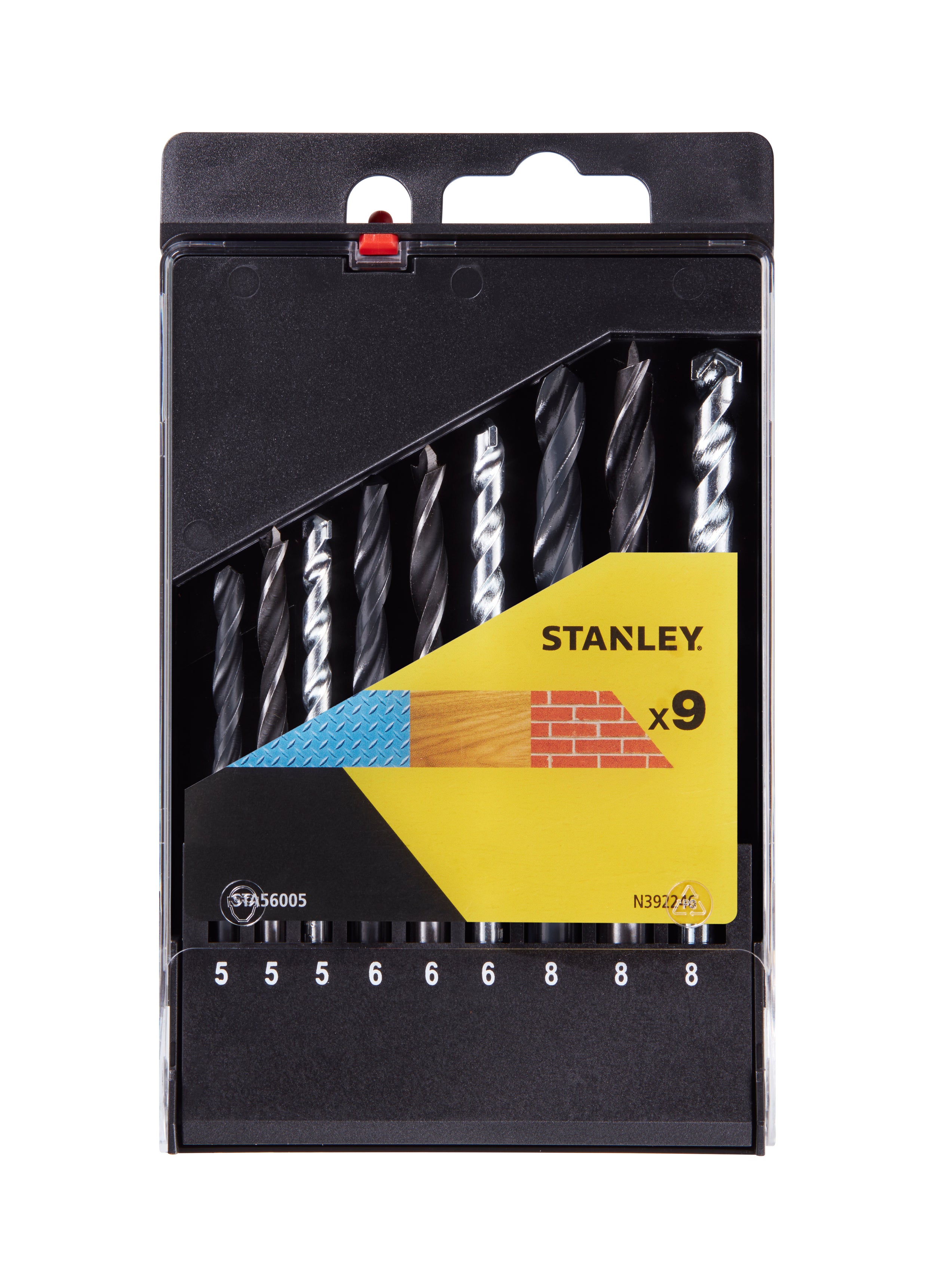 Stanley borenset STA56005-QZ metaal, steen & hout 9 stuks