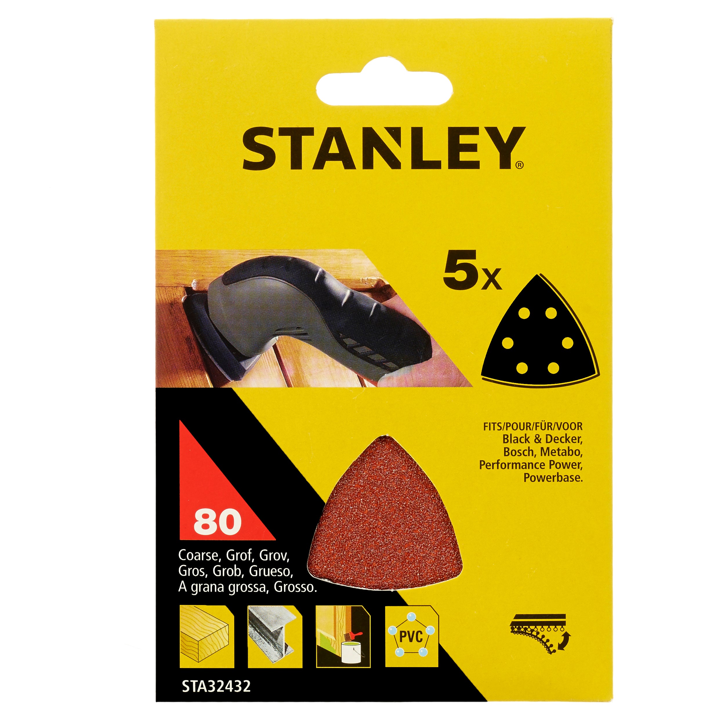 Stanley schuurpads detailschuurmachines STA32432-XJ K80 5 stuks