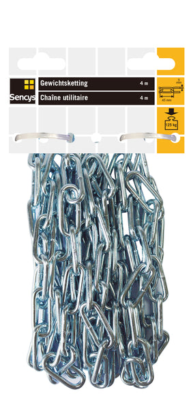 Sencys gewichtsketting verzinkt staal 5x35mmx4m