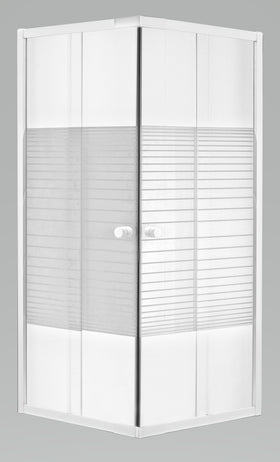 Baseline - Douche Hoekinstap 77-89 x 185CM - Wit Profiel - 4 mm Gestreept glasmotief