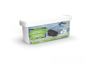 Afdichtingskit vloeibaar samengesteld uit 4 kg vloeibare afdichting + 1 band 120 cm x 10 m